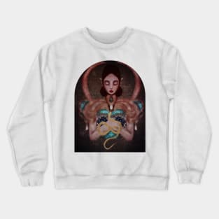 Dark Fairy With Gold Snake Reads Magic Book Manga Inspired Dark Academia Witch Crewneck Sweatshirt